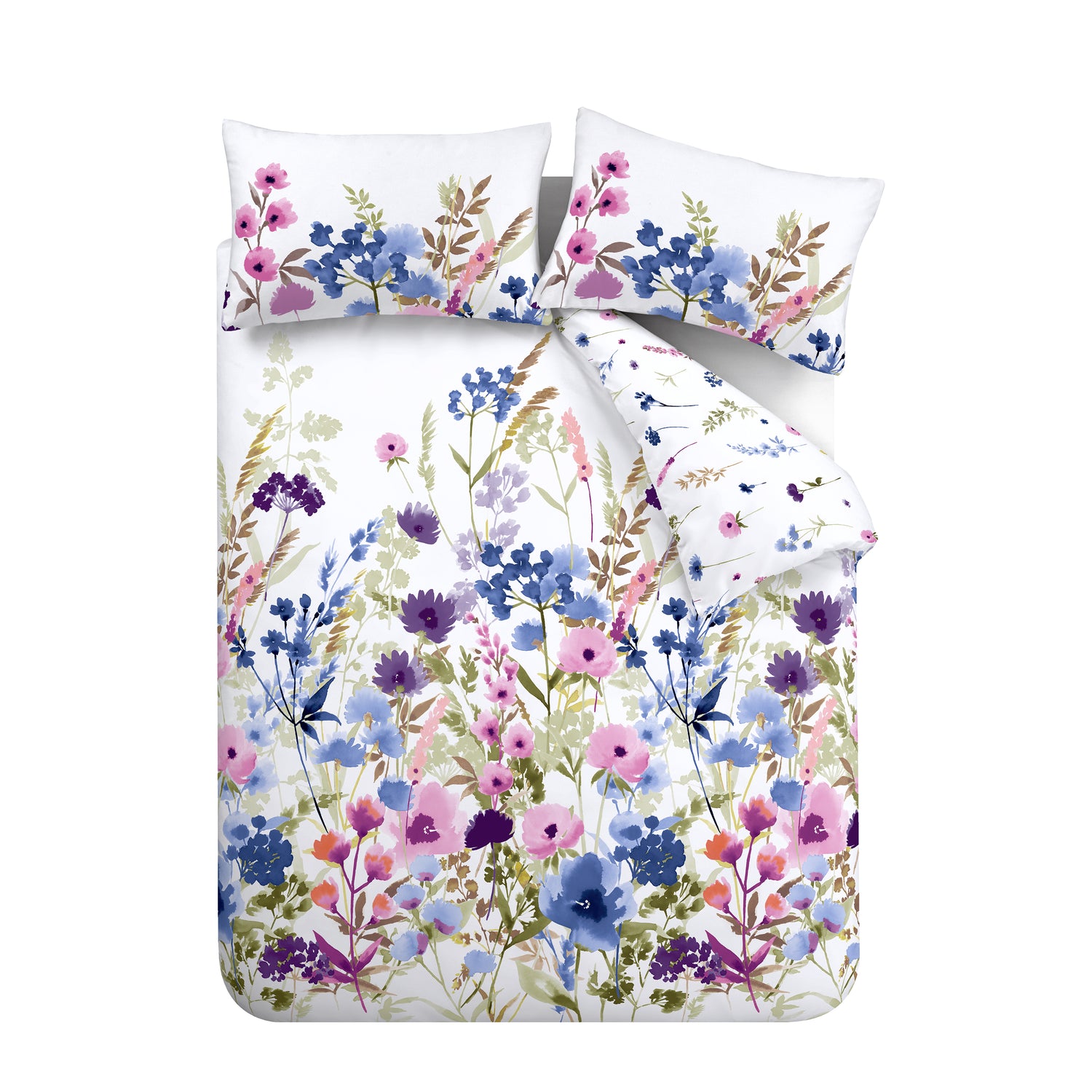 Catherine Lansfield Countryside Floral Duvet Cover Bedding Set Pink Blue