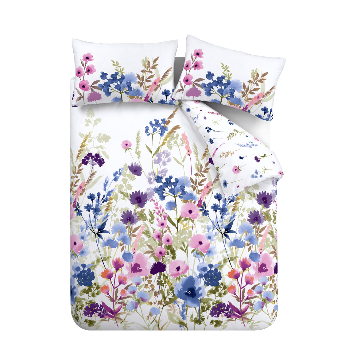 Catherine Lansfield Countryside Floral Duvet Cover Bedding Set Pink Blue