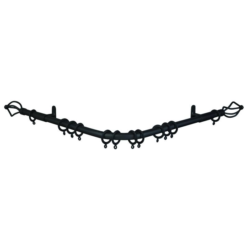County 19mm Bay Window Curtain Poles Black