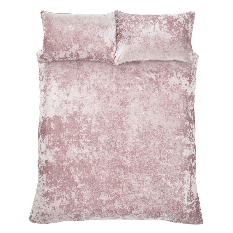 Catherine Lansfield Crushed Velvet Duvet Cover Bedding Set Blush