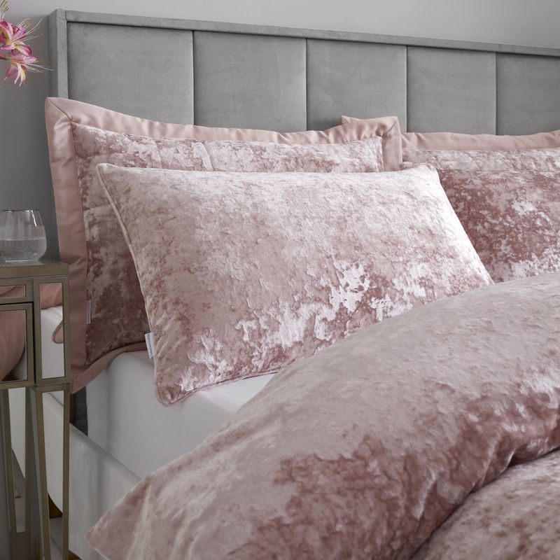 Catherine Lansfield Crushed Velvet Duvet Cover Bedding Set Blush