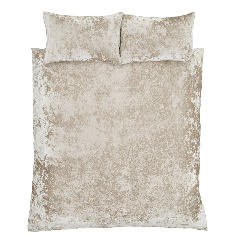 Catherine Lansfield Crushed Velvet Duvet Cover Bedding Set Natural