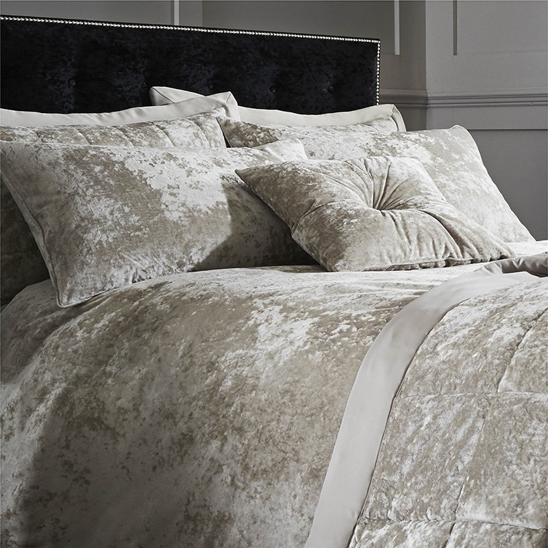 Catherine Lansfield Crushed Velvet Duvet Cover Bedding Set Natural
