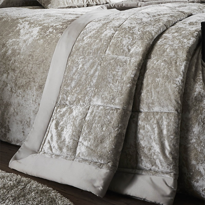 Catherine Lansfield Crushed Velvet Duvet Cover Bedding Set Natural