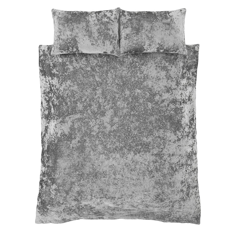 Catherine Lansfield Crushed Velvet Duvet Cover Bedding Set Silver