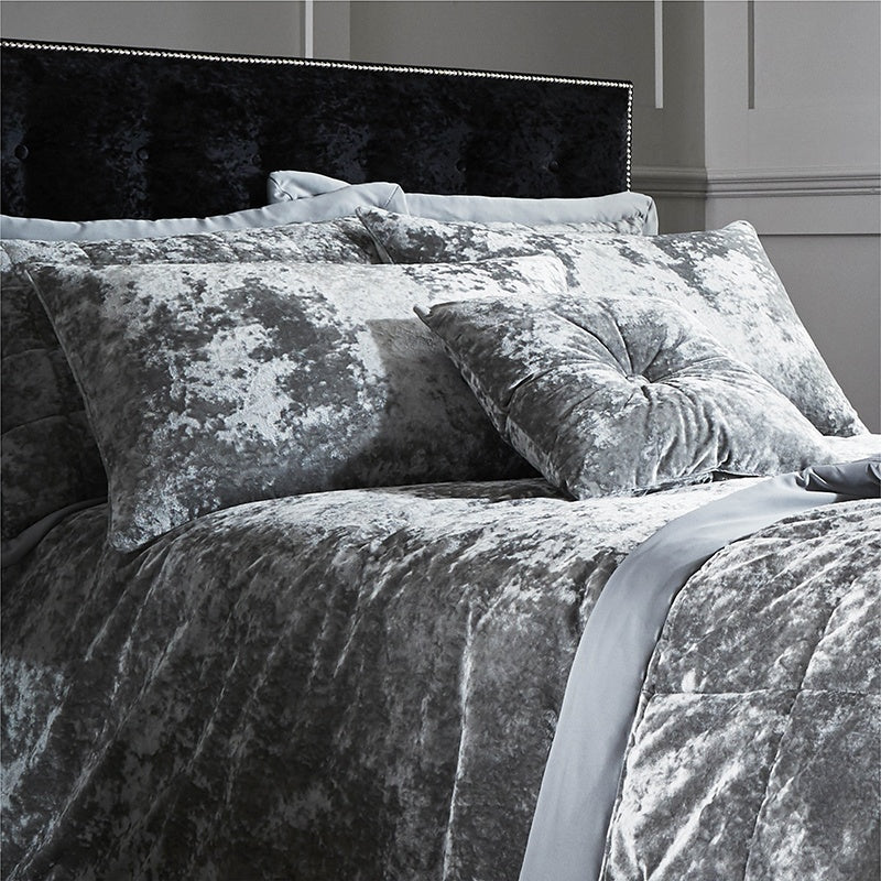 Catherine Lansfield Crushed Velvet Duvet Cover Bedding Set Silver