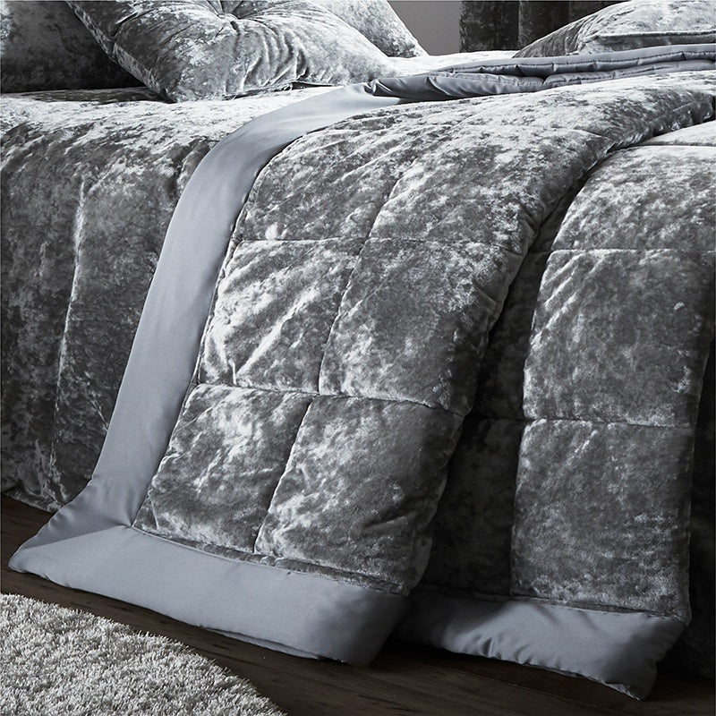 Catherine Lansfield Crushed Velvet Duvet Cover Bedding Set Silver