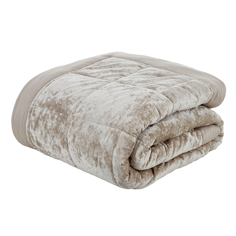 Catherine Lansfield Crushed Velvet 220cm x 220cm Bedspread Natural