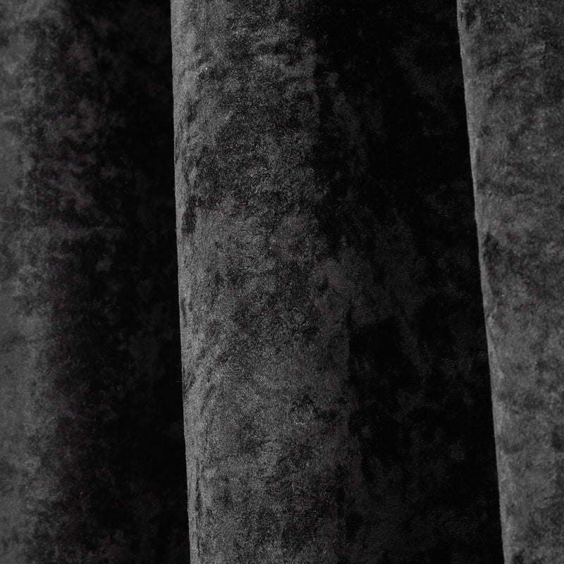 Catherine Lansfield Crushed Velvet Ready Made Eyelet Curtains Black