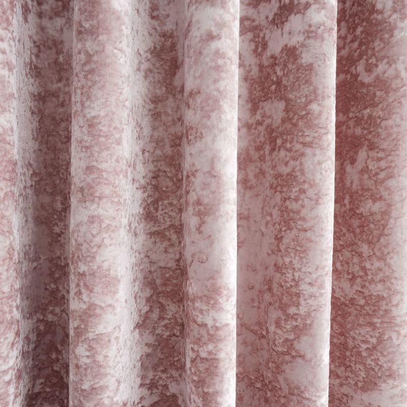 Catherine Lansfield Crushed Velvet Ready Made Eyelet Curtains Blush