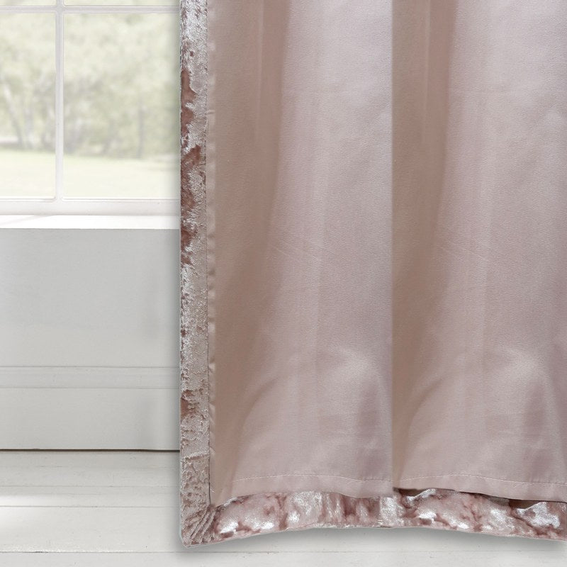 Catherine Lansfield Crushed Velvet Ready Made Eyelet Curtains Blush