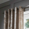 Catherine Lansfield Crushed Velvet Ready Made Eyelet Curtains Natural