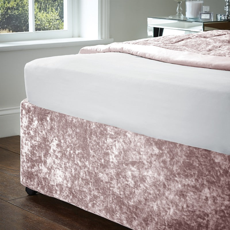 Catherine Lansfield Crushed Velvet Wrap Bedding Valance Blush