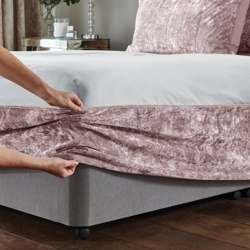 Catherine Lansfield Crushed Velvet Wrap Bedding Valance Blush