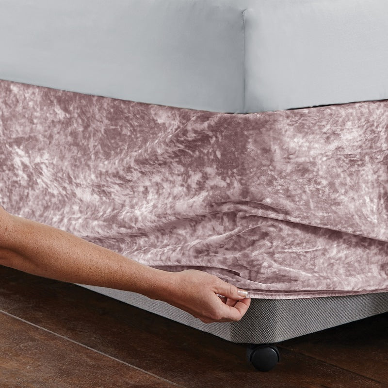 Catherine Lansfield Crushed Velvet Wrap Bedding Valance Blush