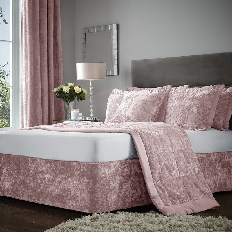 Catherine Lansfield Crushed Velvet Wrap Bedding Valance Blush