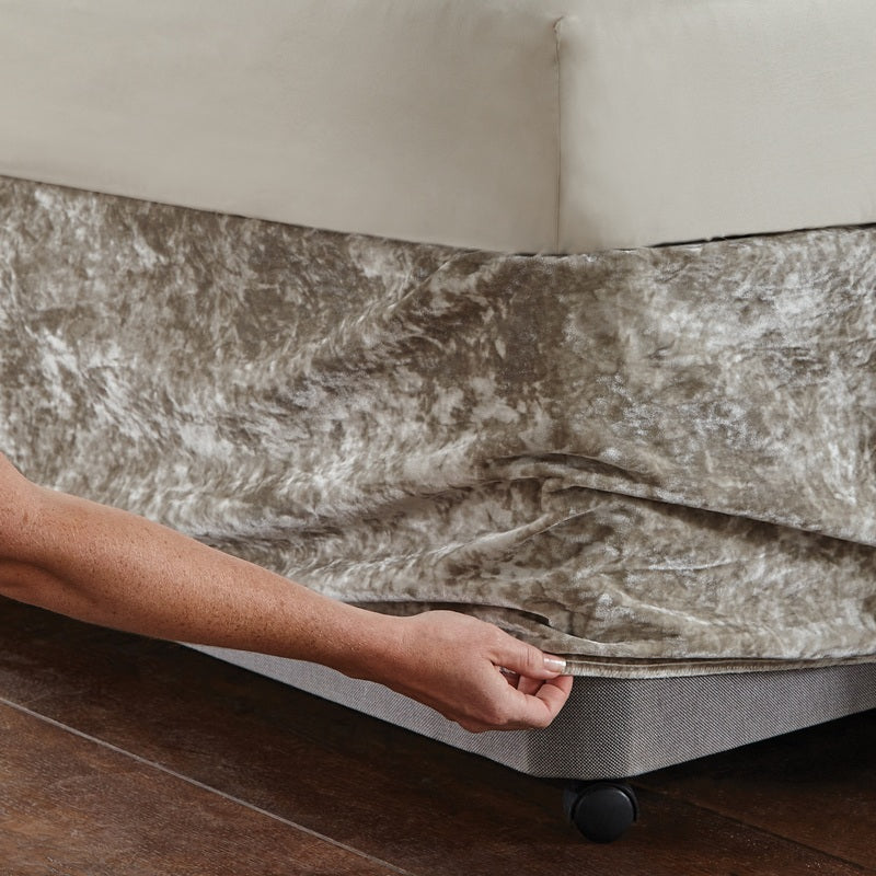 Catherine Lansfield Crushed Velvet Wrap Bedding Valance Natural