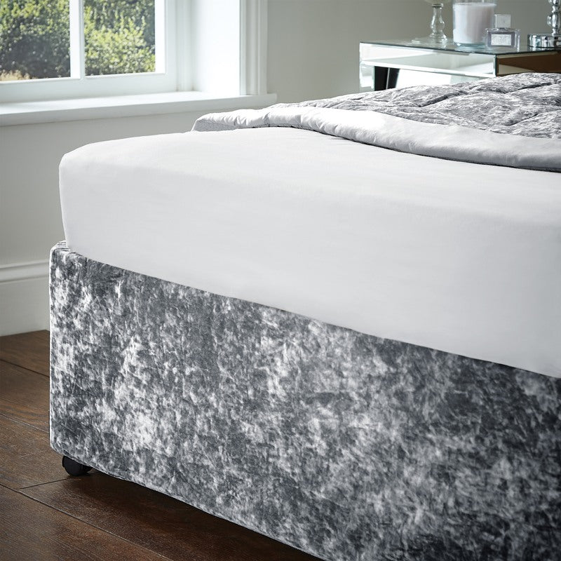 Catherine Lansfield Crushed Velvet Wrap Bedding Valance Silver