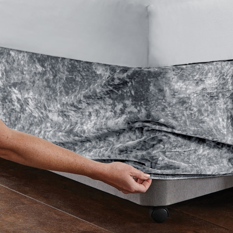 Catherine Lansfield Crushed Velvet Wrap Bedding Valance Silver