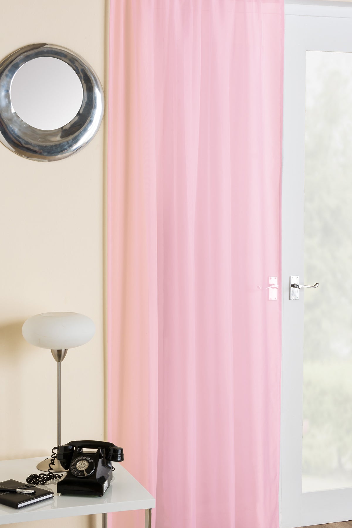 Crystal Ready Made Single Voile Curtain Pink