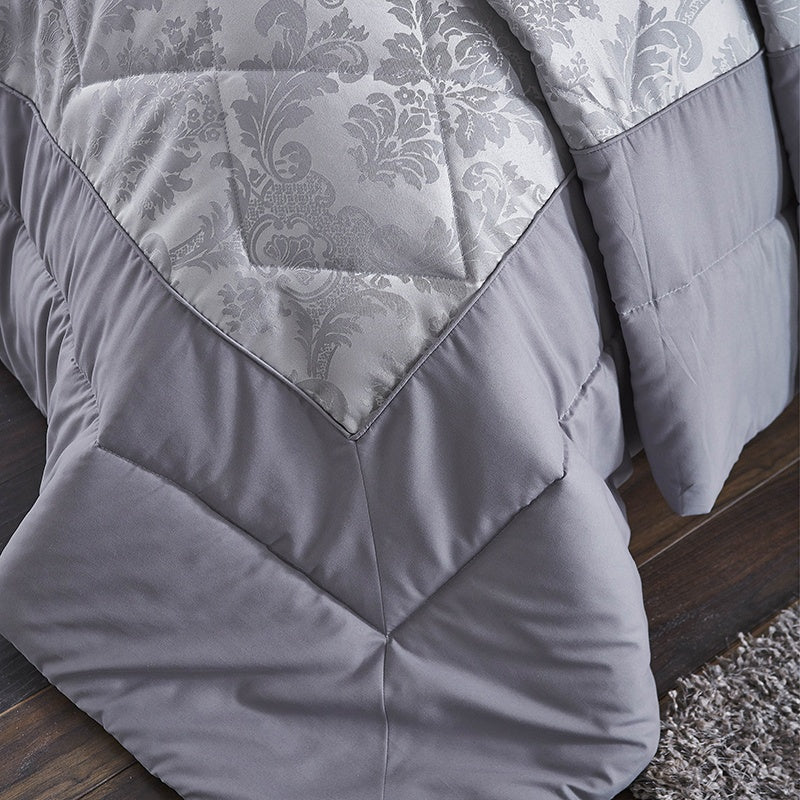 Catherine Lansfield Damask Jacquard Duvet Cover Bedding Set Silver