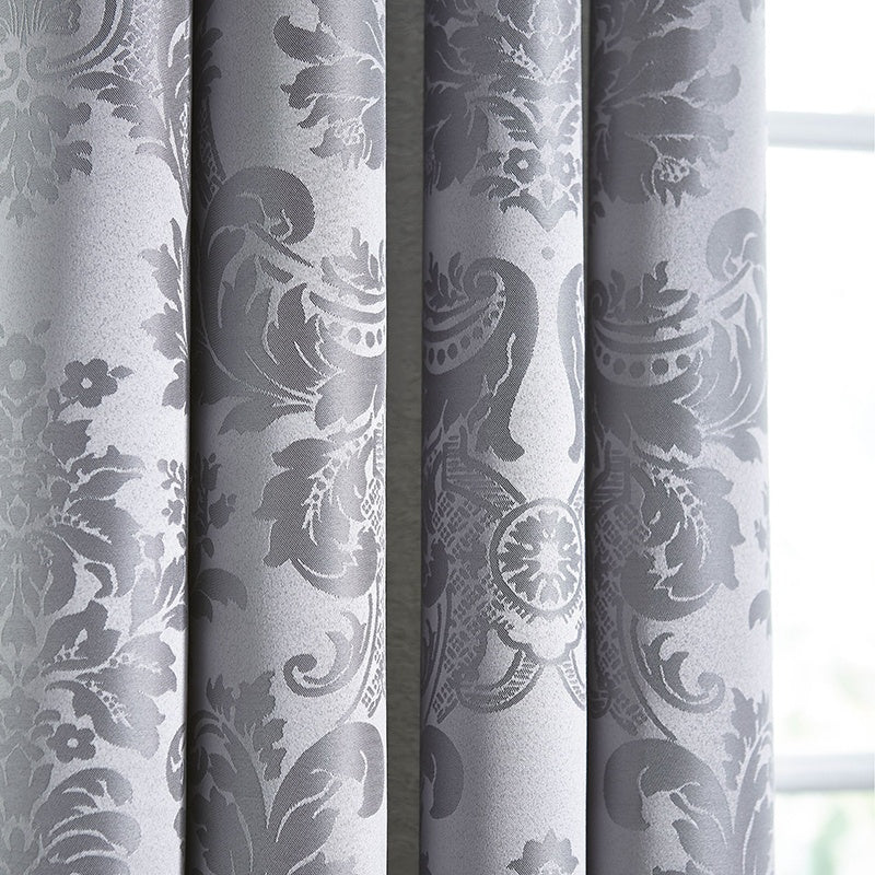 Catherine Lansfield Damask Jacquard Duvet Cover Bedding Set Silver