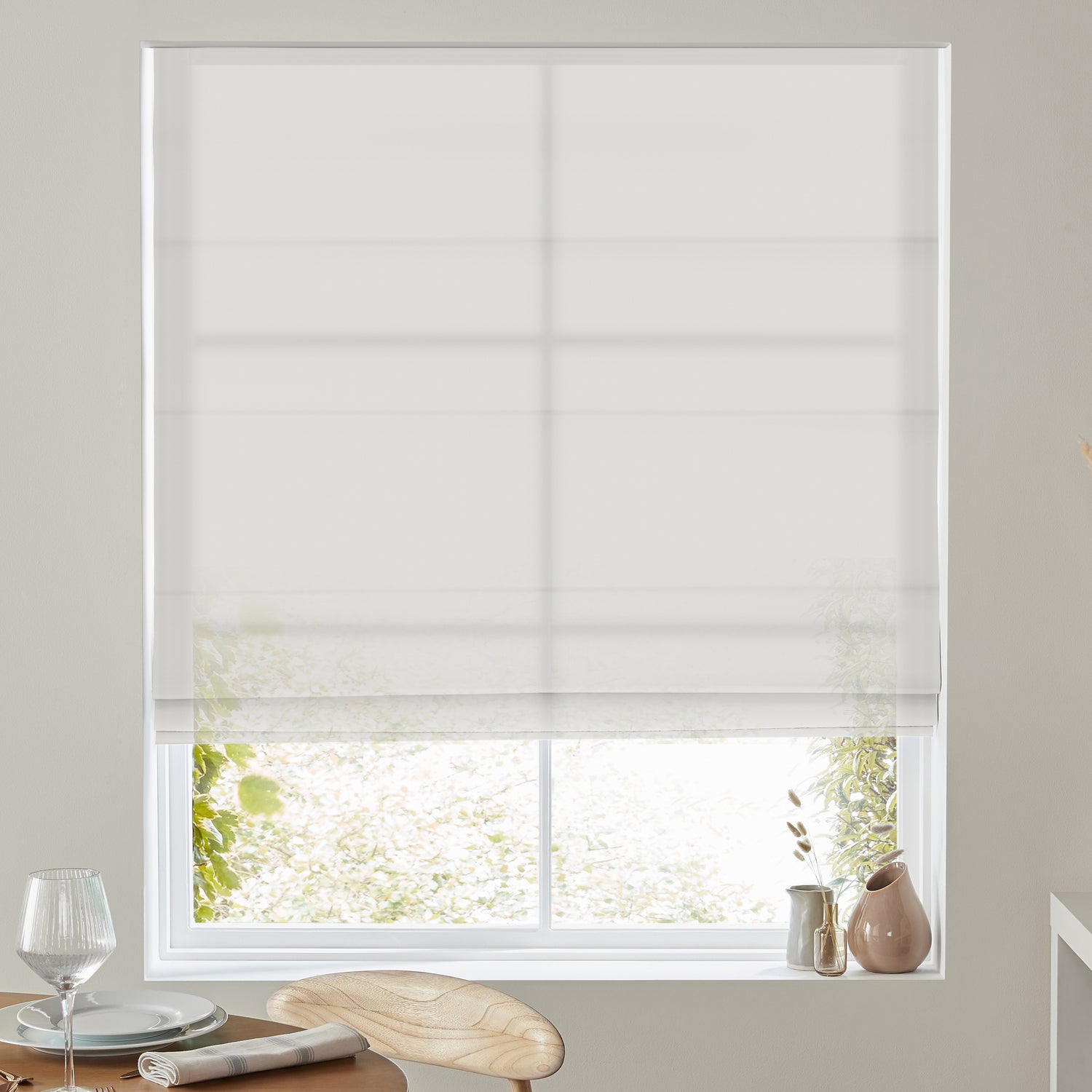 Felicity Sheer Voile Made to Measure Roman Blind Linen