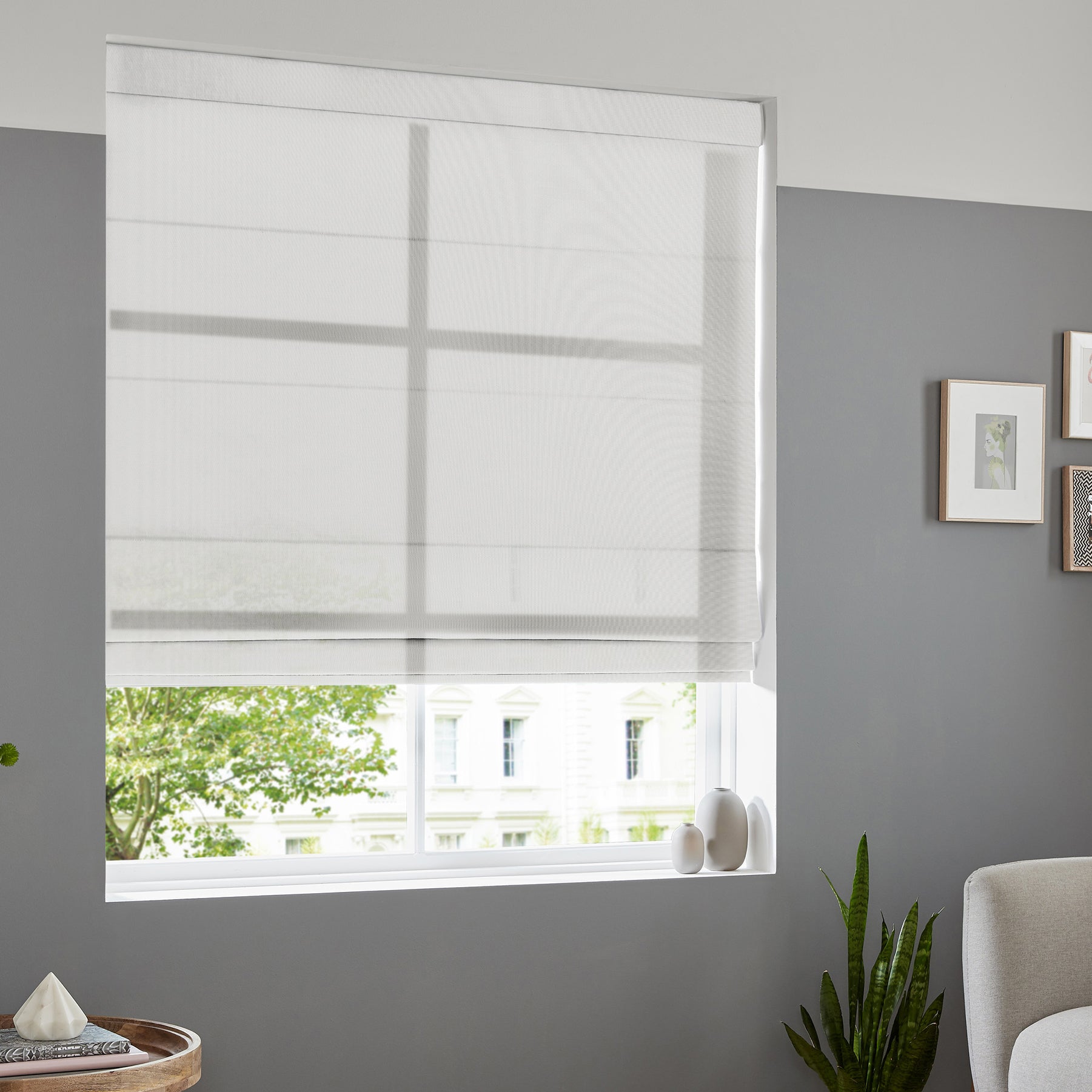 Felicity Made To Measure Sheer Voile Roman Blind in Ivory | Low Cost ...