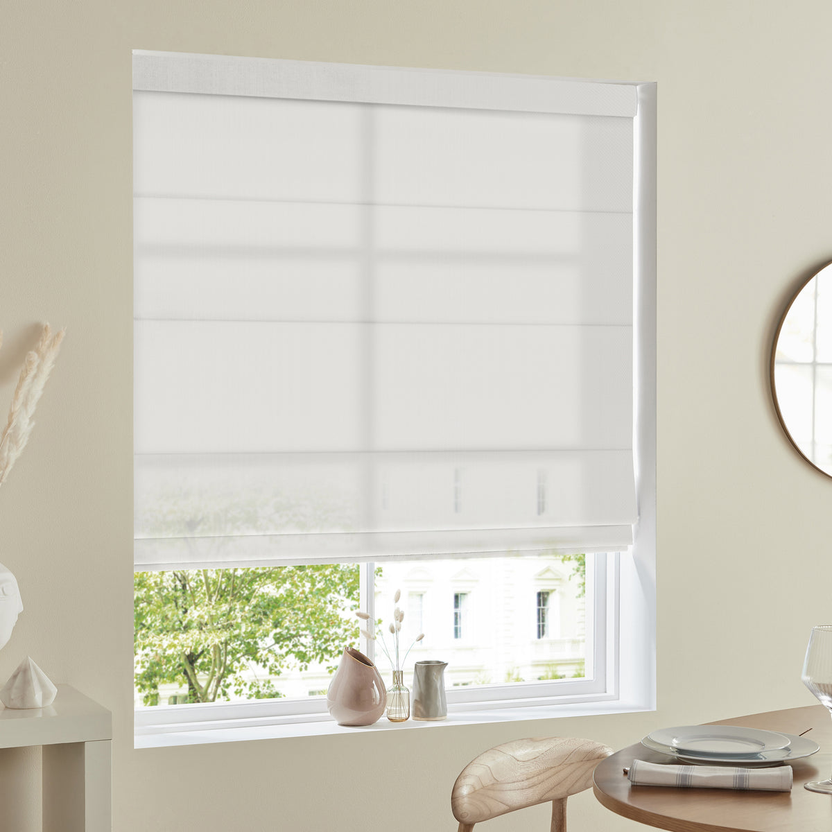 Felicity Sheer Voile Made to Measure Roman Blind Linen