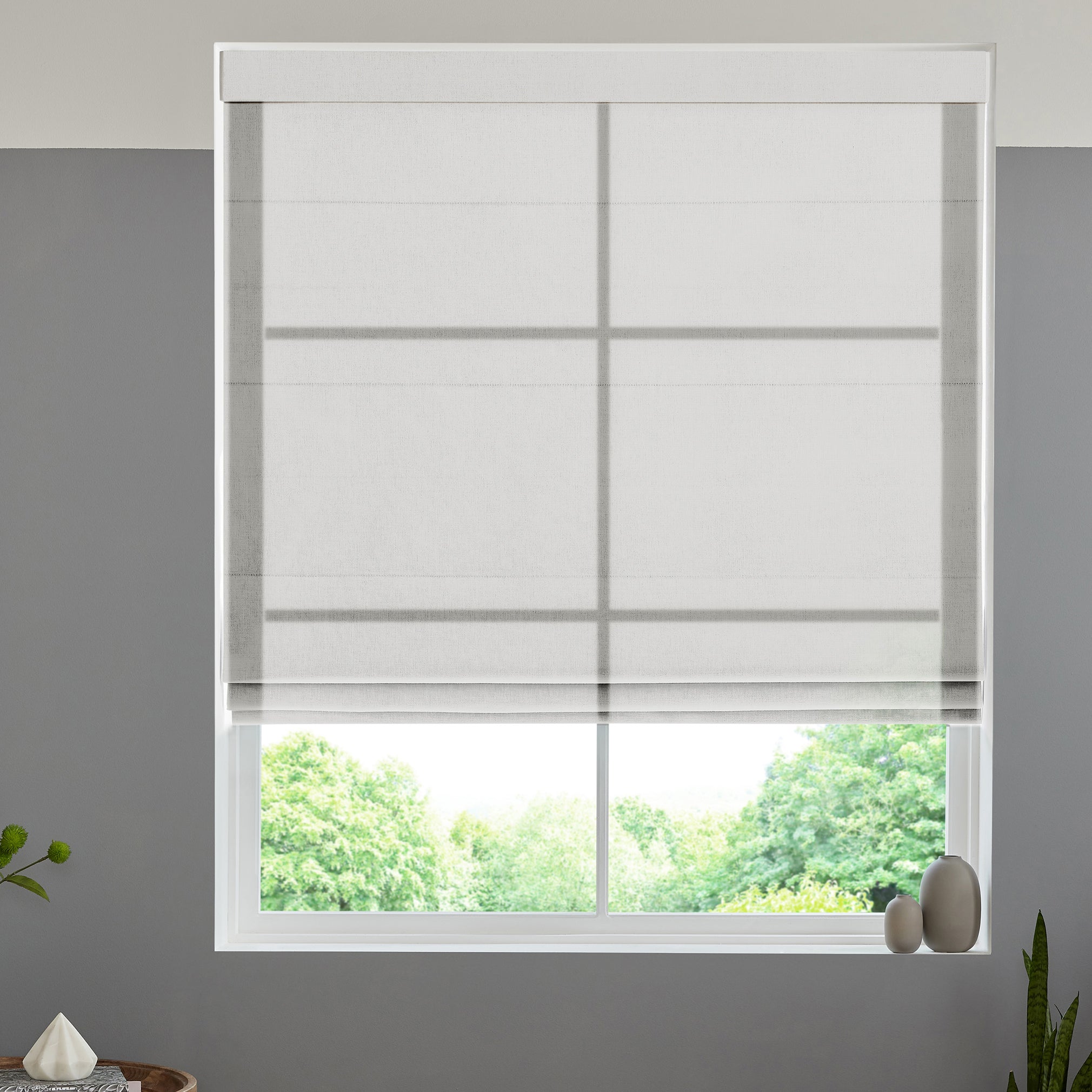 Ivory Felicity Sheer Voile Made to Measure Roman Blind | Terrys