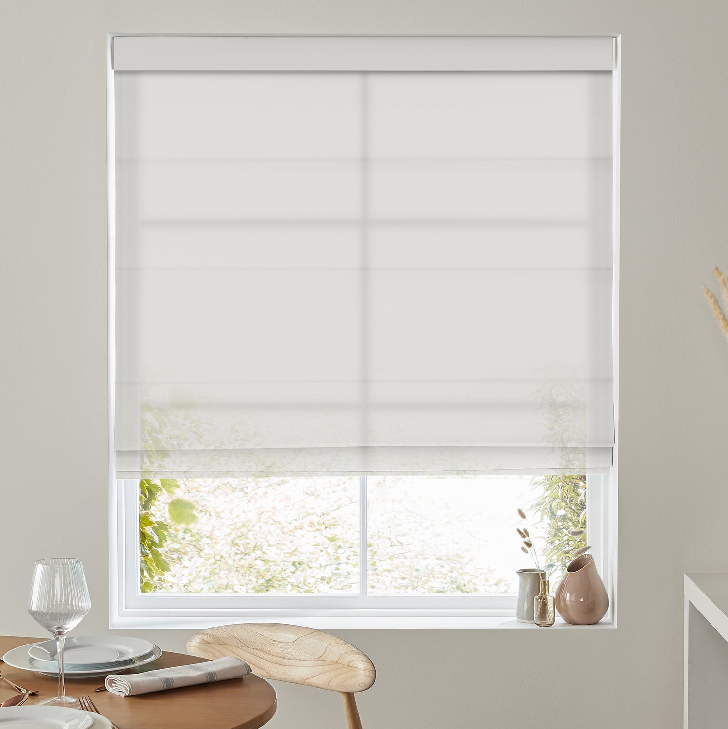 Felicity Sheer Voile Made to Measure Roman Blind Linen