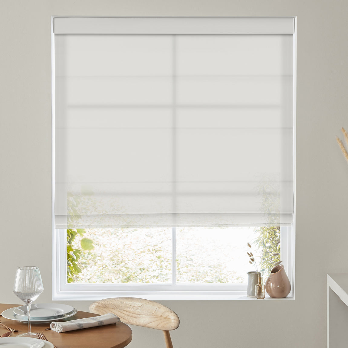 Felicity Sheer Voile Made to Measure Roman Blind Linen