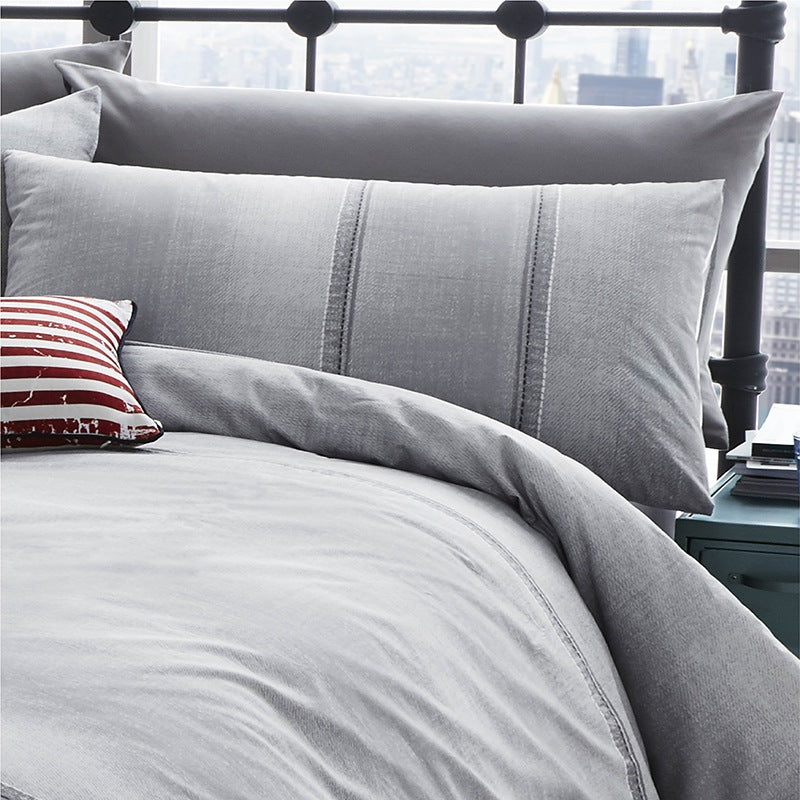 Catherine Lansfield Denim Duvet Cover Bedding Set Grey