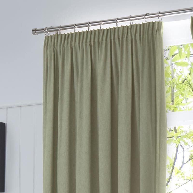 Fusion Dijon Blackout Ready Made Pencil Pleat Curtains Green
