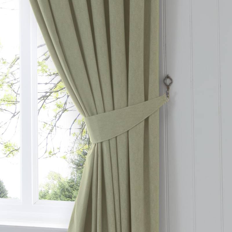Fusion Dijon Blackout Ready Made Pencil Pleat Curtains Green