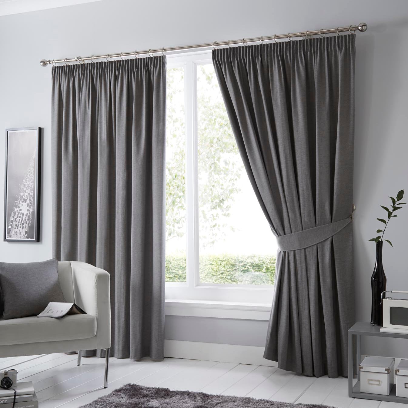Dijon Ready Made Blackout Curtains Charcoal | Curtains | Terrys Fabrics