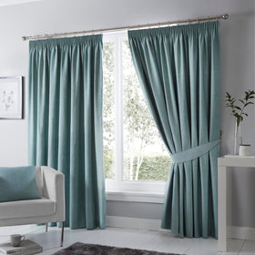 Dijon Ready Made Blackout Curtains Duckegg 1 Pair of Tiebacks