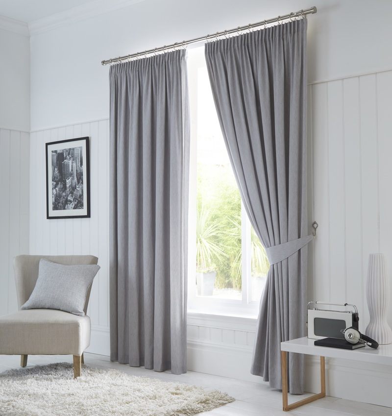 Fusion Dijon Blackout Ready Made Pencil Pleat Curtains Silver