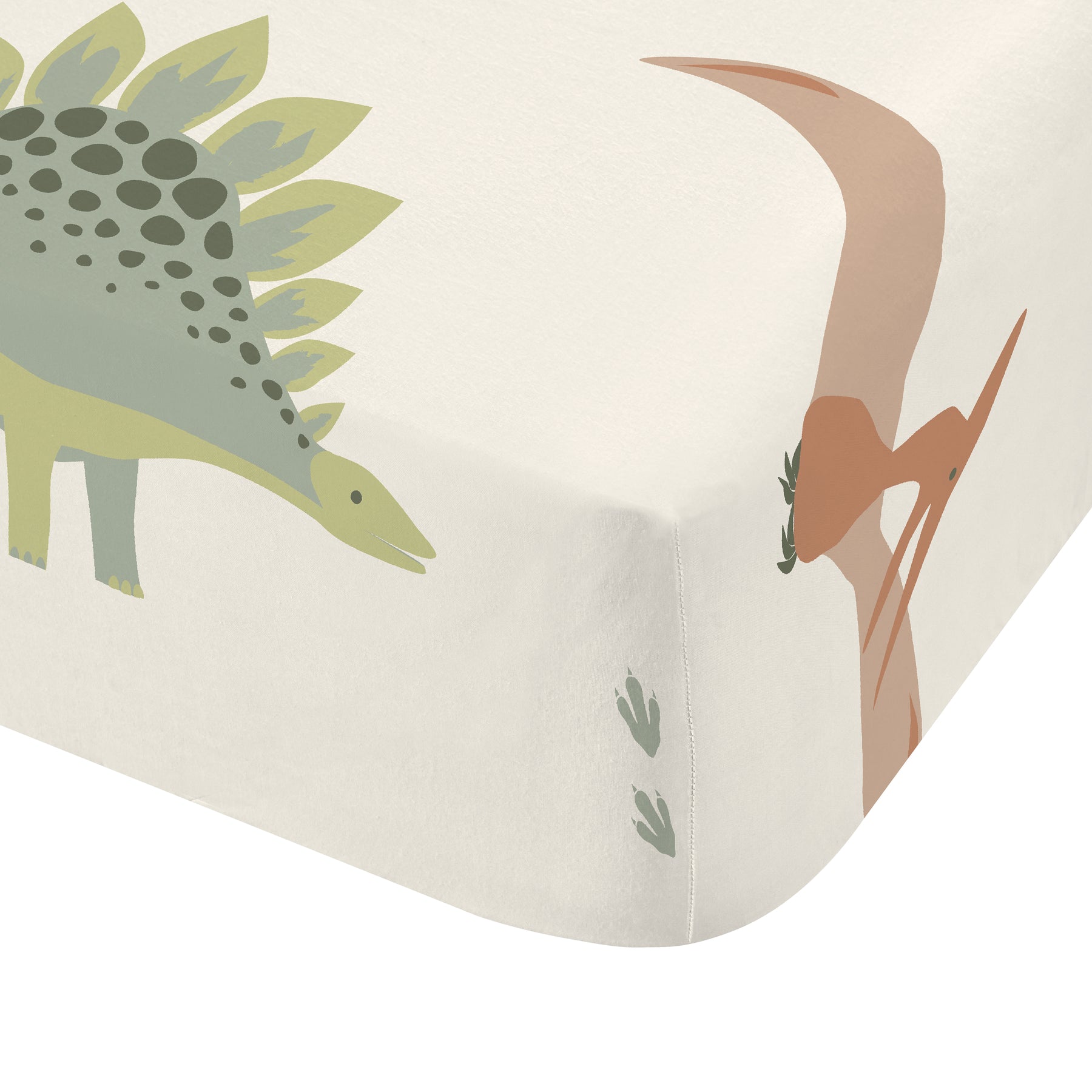 Natural Chapter B Dinosaurs Single Bed Linen Fitted Sheet Terrys