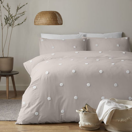 Appletree Boutique Signature Dot Garden Duvet Cover Bedding Set Linen White