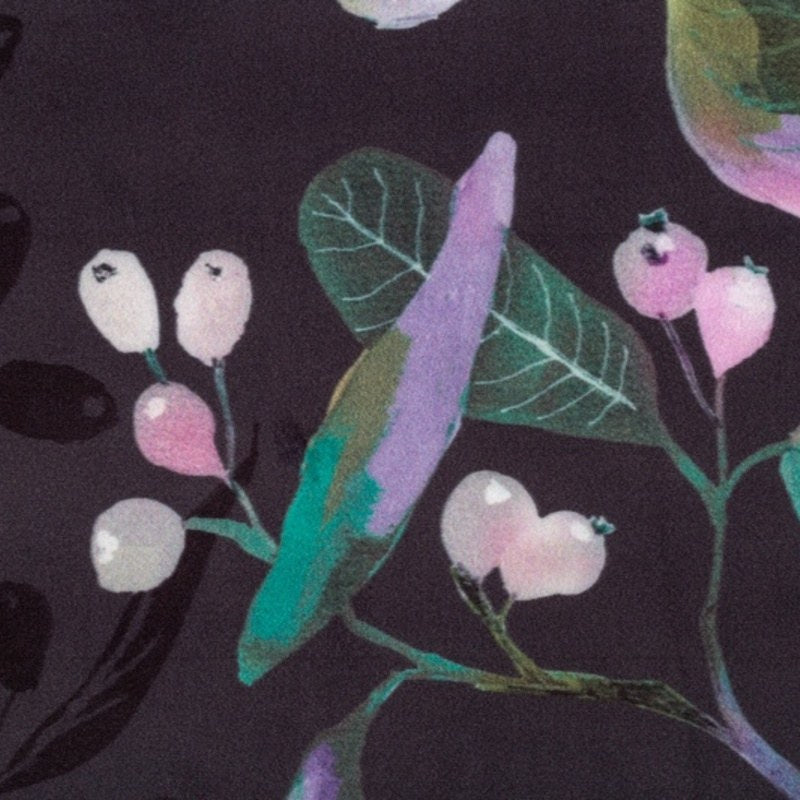 Linda Barker Dottie's Love Velvet Fabric Clematis Charcoal