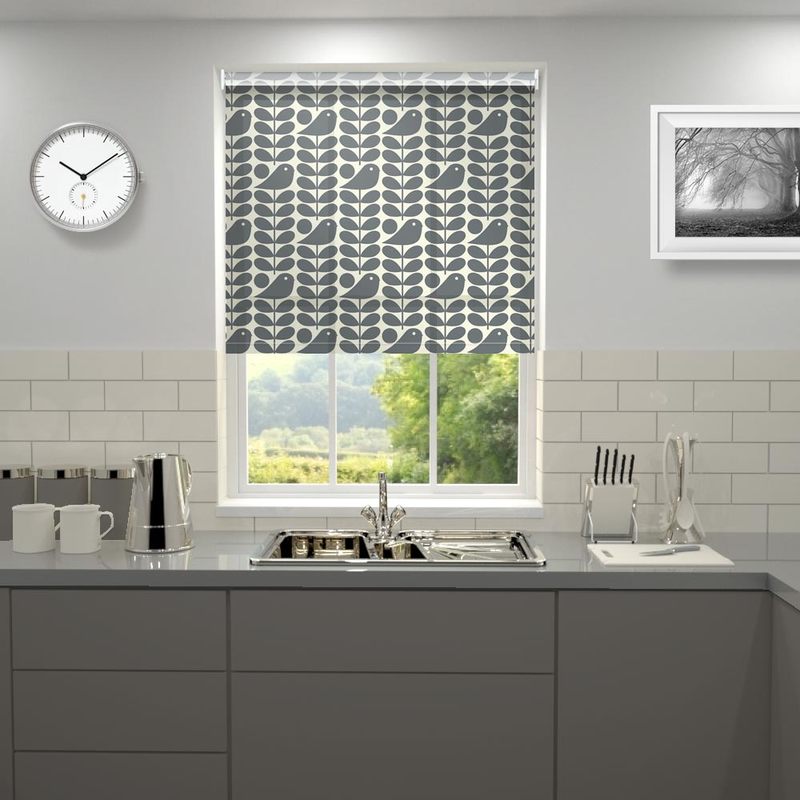 Orla Kiely Early Bird Made to Measure Blackout Roller Blind Cool Grey