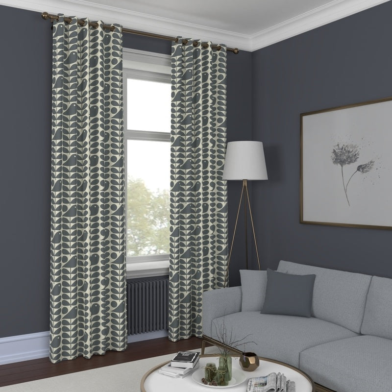 Orla Kiely Early Bird Made to Measure Curtain Cool Grey