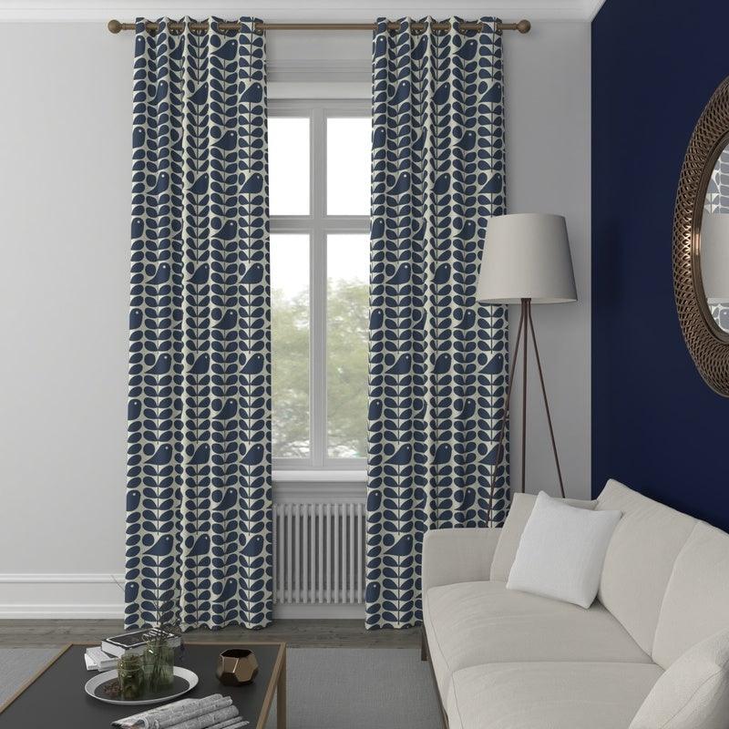 Orla Kiely Early Bird Made to Measure Curtain Dark Marine
