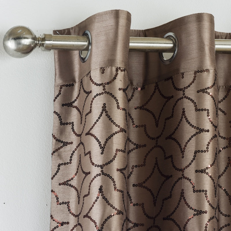 Eastern Palace Faux Silk Eyelet Curtains Bronze