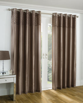 Eastern Palace Faux Silk Eyelet Curtains Bronze