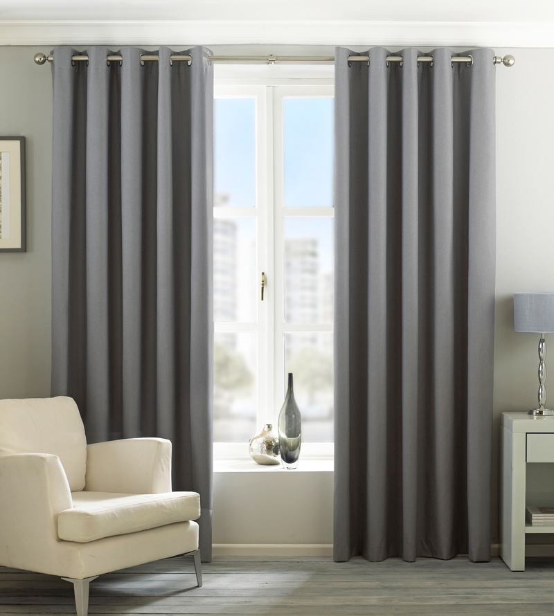 Eclipse Blackout Ready Made Lined Eyelet Curtains Silver