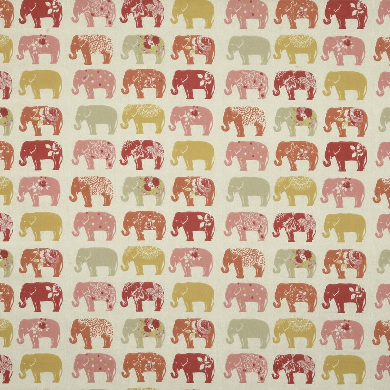 Clarke & Clarke Elephants Fabric Spice