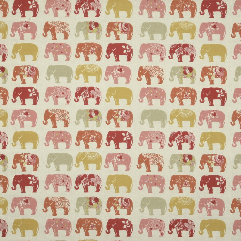 Elephants Curtain Fabric Spice