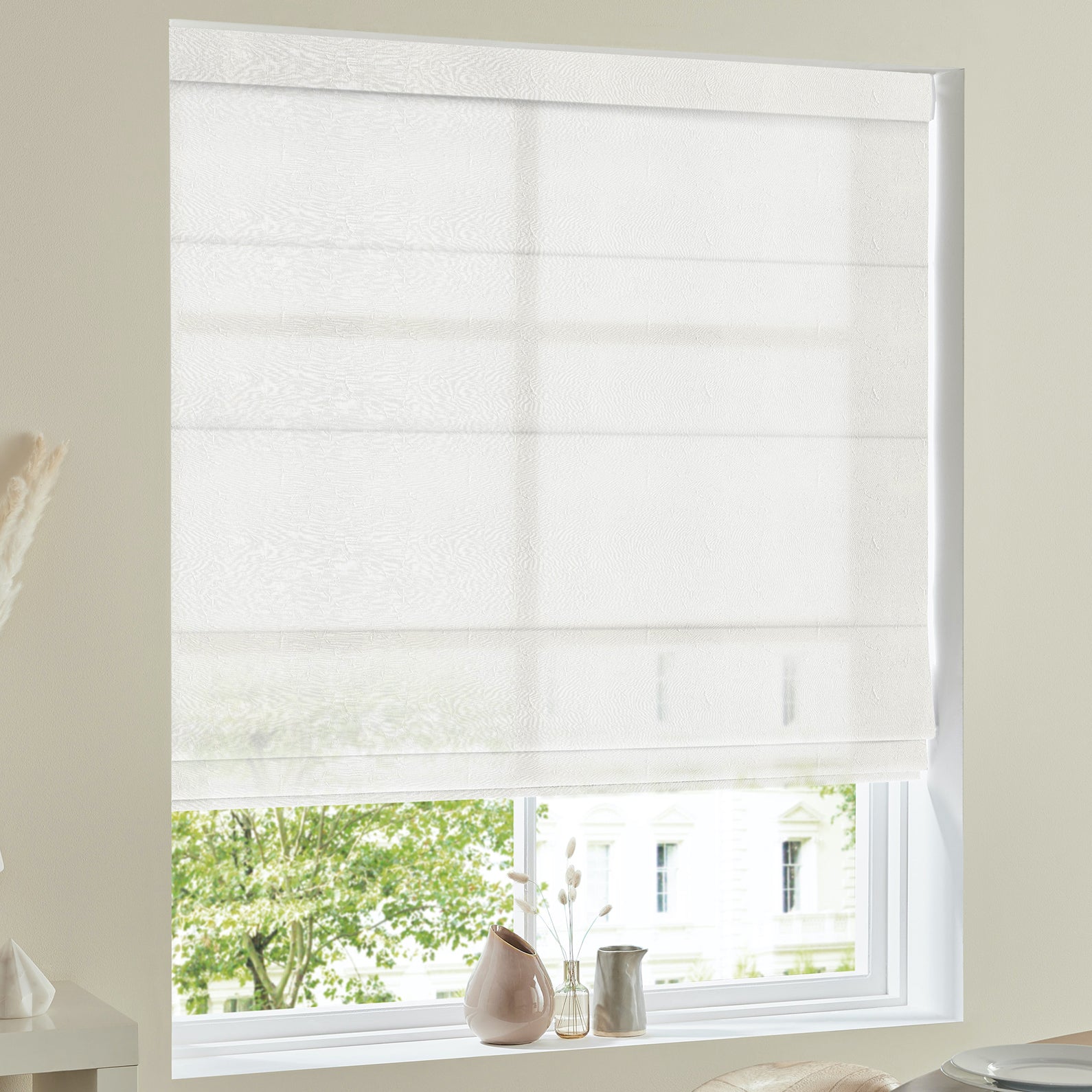 Ivory Eloise Sheer Voile Made to Measure Roman Blind | Terrys